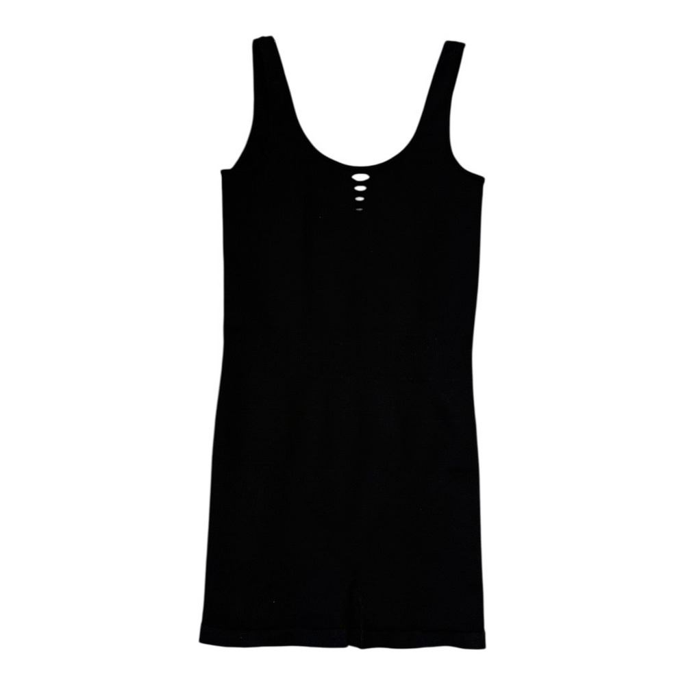 Spiritual Gangster Black Ribbed Cutout Tank‎ Unitard Singlet M L